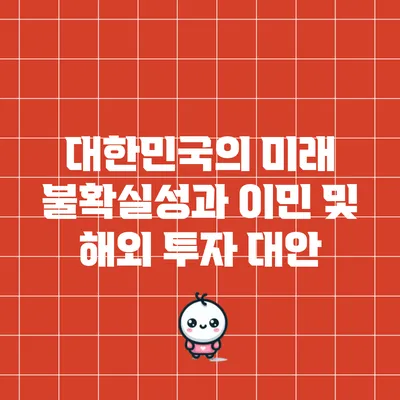 대한민국의 미래 불확실성과 이민 및 해외 투자 대안
