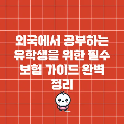 외국에서 공부하는 유학생을 위한 필수 보험 가이드 완벽 정리