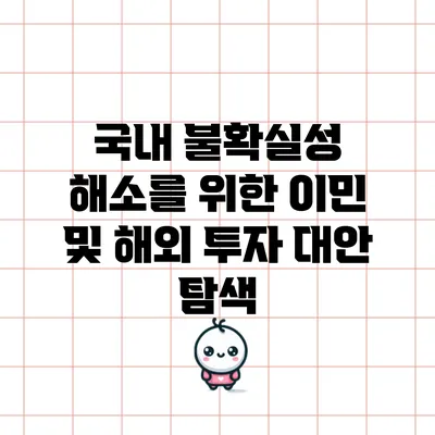 국내 불확실성 해소를 위한 이민 및 해외 투자 대안 탐색