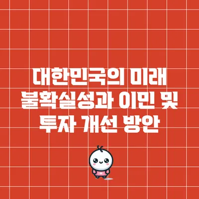 대한민국의 미래 불확실성과 이민 및 투자 개선 방안