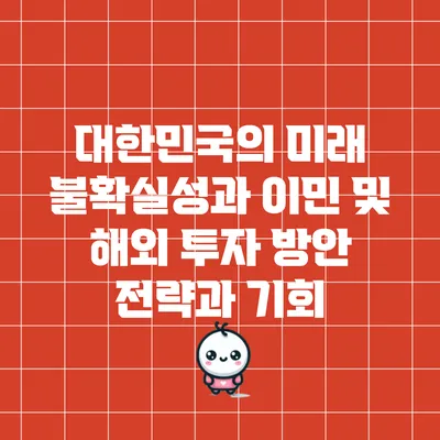 대한민국의 미래 불확실성과 이민 및 해외 투자 방안: 전략과 기회