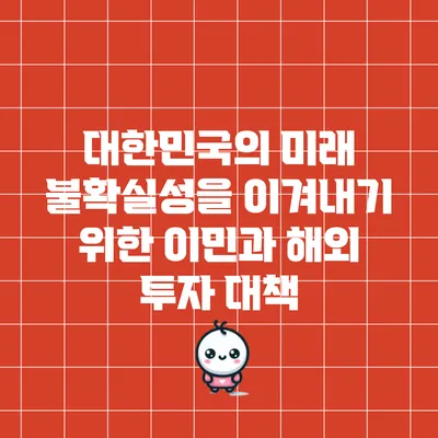 대한민국의 미래 불확실성을 이겨내기 위한 이민과 해외 투자 대책