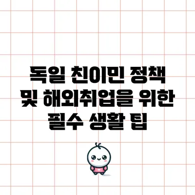 독일 친이민 정책 및 해외취업을 위한 필수 생활 팁