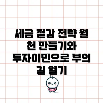 세금 절감 전략: 월 천 만들기와 투자이민으로 부의 길 열기