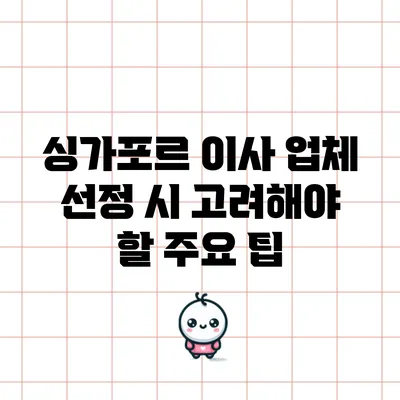 싱가포르 이사 업체 선정 시 고려해야 할 주요 팁
