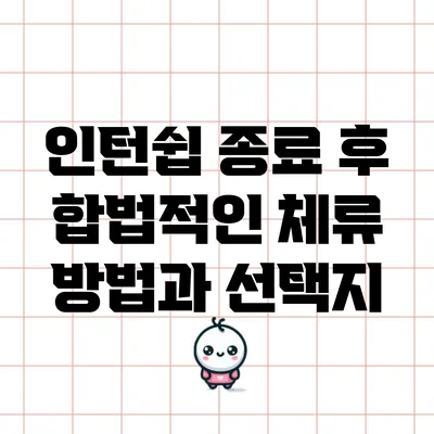인턴쉽 종료 후 합법적인 체류 방법과 선택지