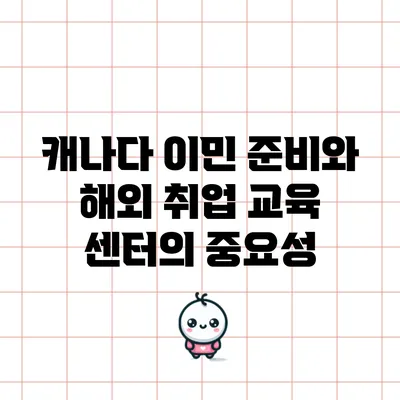 캐나다 이민 준비와 해외 취업 교육 센터의 중요성