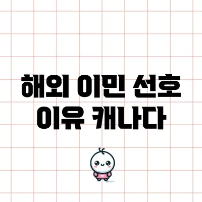 해외 이민 선호 이유: 캐나다