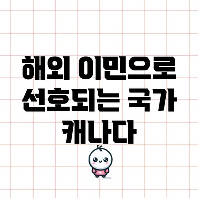 해외 이민으로 선호되는 국가: 캐나다