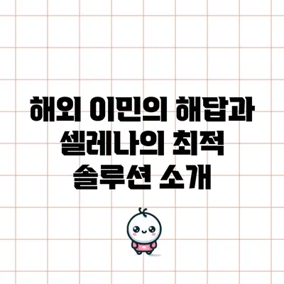 해외 이민의 해답과 셀레나의 최적 솔루션 소개