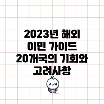2023년 해외 이민 가이드: 20개국의 기회와 고려사항