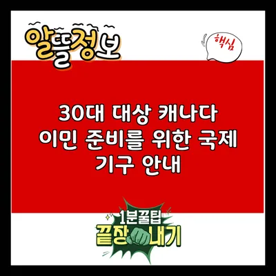 30대 대상 캐나다 이민 준비를 위한 국제 기구 안내