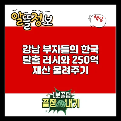 강남 부자들의 한국 탈출 러시와 250억 재산 물려주기
