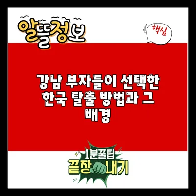 강남 부자들이 선택한 한국 탈출 방법과 그 배경