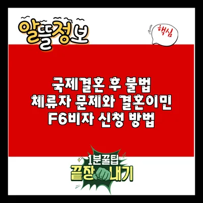 국제결혼 후 불법 체류자 문제와 결혼이민 F6비자 신청 방법
