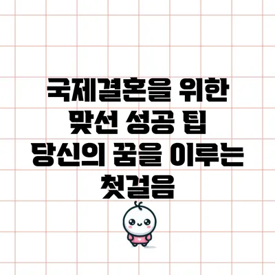 국제결혼을 위한 맞선 성공 팁: 당신의 꿈을 이루는 첫걸음