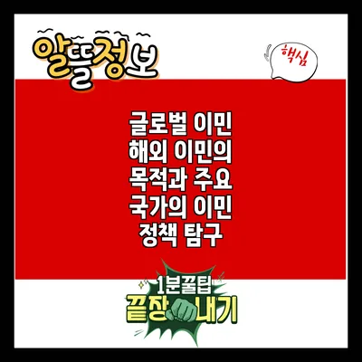 글로벌 이민: 해외 이민의 목적과 주요 국가의 이민 정책 탐구