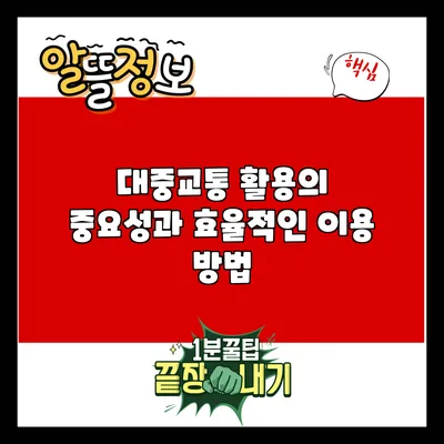 대중교통 활용의 중요성과 효율적인 이용 방법