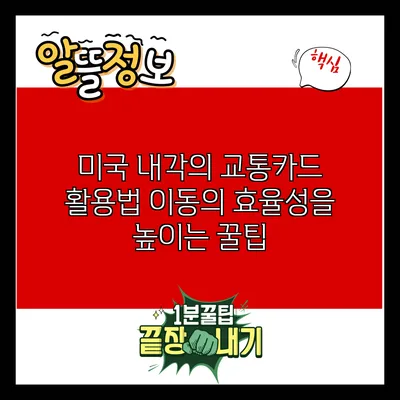 미국 내각의 교통카드 활용법: 이동의 효율성을 높이는 꿀팁