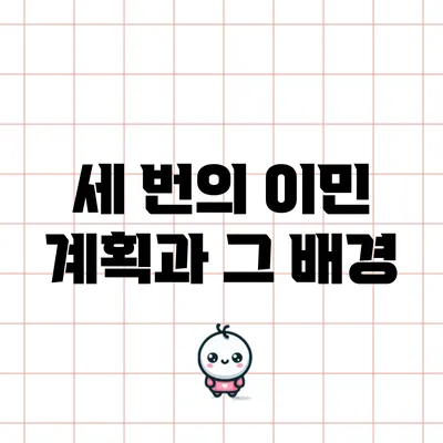 세 번의 이민 계획과 그 배경