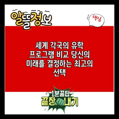 세계 각국의 유학 프로그램 비교: 당신의 미래를 결정하는 최고의 선택