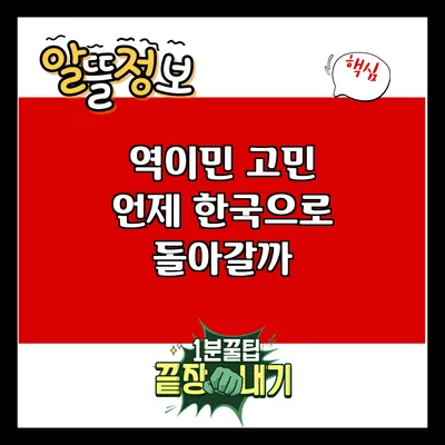 역이민 고민: 언제 한국으로 돌아갈까?
