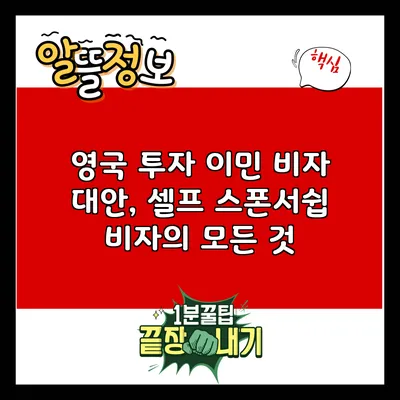 영국 투자 이민 비자 대안, 셀프 스폰서쉽 비자의 모든 것