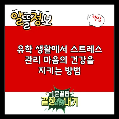유학 생활에서 스트레스 관리: 마음의 건강을 지키는 방법