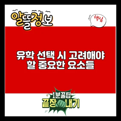 유학 선택 시 고려해야 할 중요한 요소들
