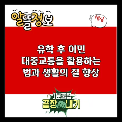 유학 후 이민: 대중교통을 활용하는 법과 생활의 질 향상