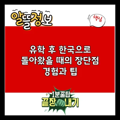유학 후 한국으로 돌아왔을 때의 장단점: 경험과 팁
