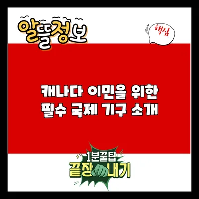 캐나다 이민을 위한 필수 국제 기구 소개