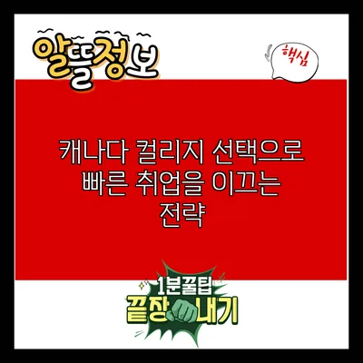 캐나다 컬리지 선택으로 빠른 취업을 이끄는 전략