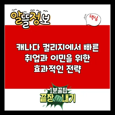 캐나다 컬리지에서 빠른 취업과 이민을 위한 효과적인 전략