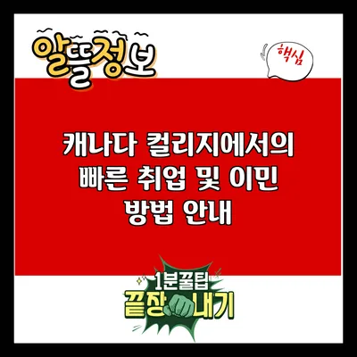 캐나다 컬리지에서의 빠른 취업 및 이민 방법 안내