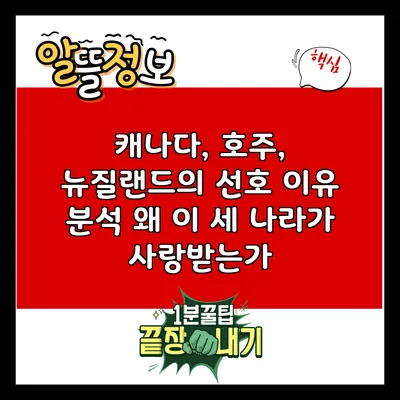 캐나다, 호주, 뉴질랜드의 선호 이유 분석: 왜 이 세 나라가 사랑받는가?