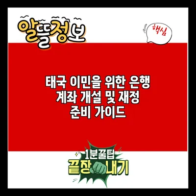 태국 이민을 위한 은행 계좌 개설 및 재정 준비 가이드