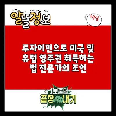 투자이민으로 미국 및 유럽 영주권 취득하는 법: 전문가의 조언