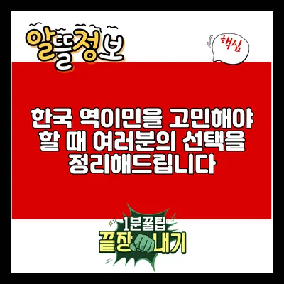 한국 역이민을 고민해야 할 때: 여러분의 선택을 정리해드립니다