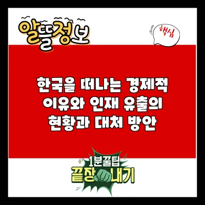 한국을 떠나는 경제적 이유와 인재 유출의 현황과 대처 방안