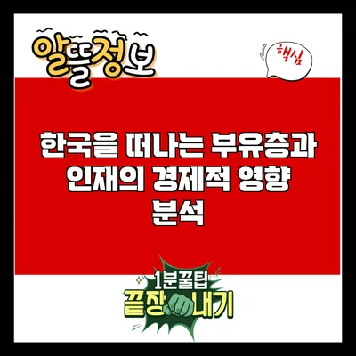 한국을 떠나는 부유층과 인재의 경제적 영향 분석