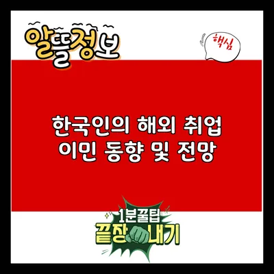 한국인의 해외 취업 이민 동향 및 전망
