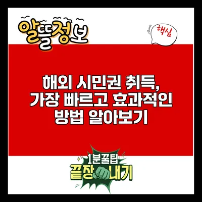 해외 시민권 취득, 가장 빠르고 효과적인 방법 알아보기