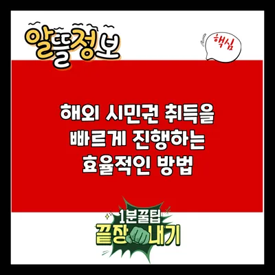 해외 시민권 취득을 빠르게 진행하는 효율적인 방법