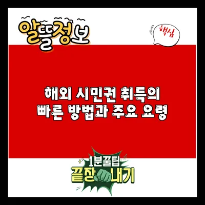 해외 시민권 취득의 빠른 방법과 주요 요령