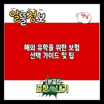 해외 유학을 위한 보험 선택 가이드 및 팁