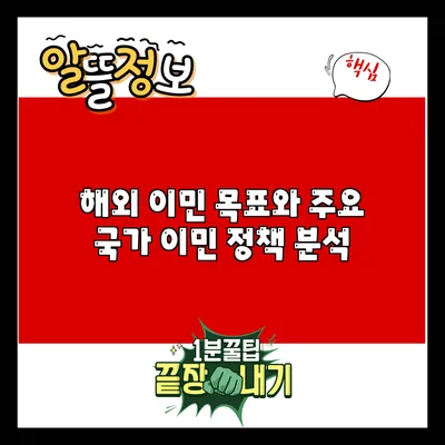 해외 이민 목표와 주요 국가 이민 정책 분석