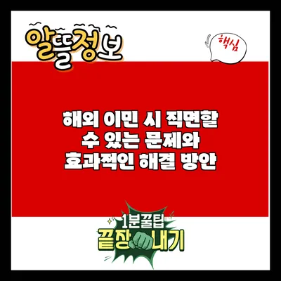 해외 이민 시 직면할 수 있는 문제와 효과적인 해결 방안