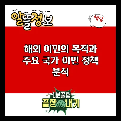 해외 이민의 목적과 주요 국가 이민 정책 분석