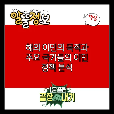 해외 이민의 목적과 주요 국가들의 이민 정책 분석